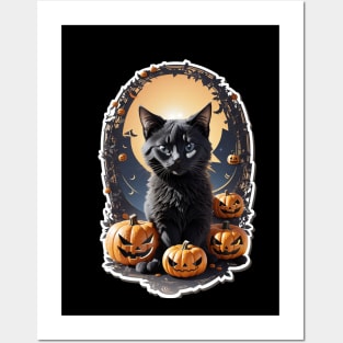 helloween party cat Posters and Art